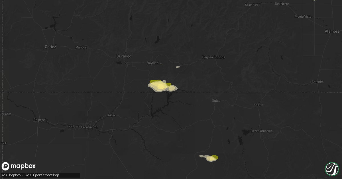 Hail map in Arboles, CO on September 14, 2026