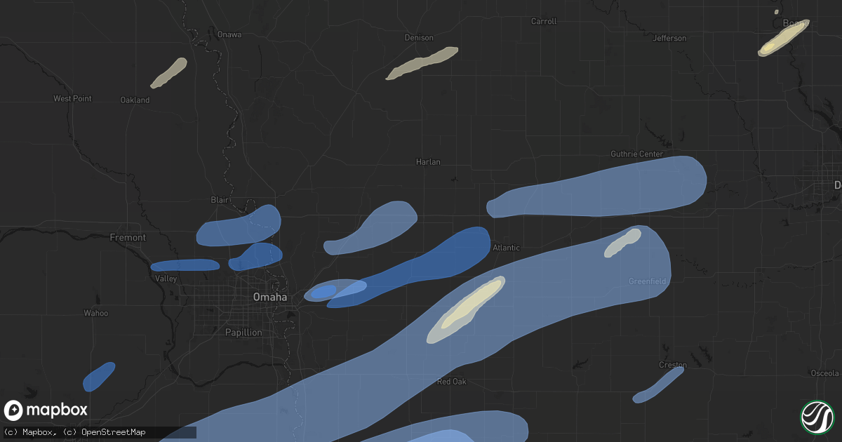 Hail map in Avoca, IA on September 14, 2026