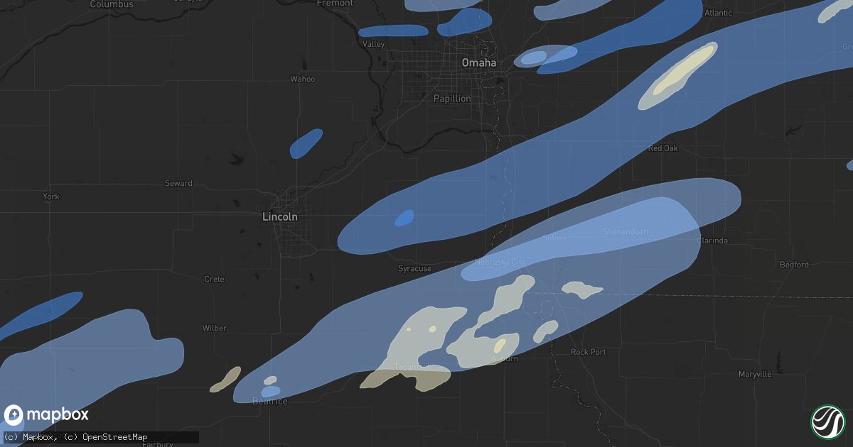 Hail map in Avoca, NE on September 14, 2026