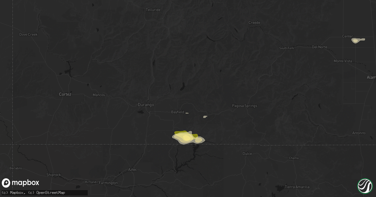 Hail map in Bayfield, CO on September 14, 2026