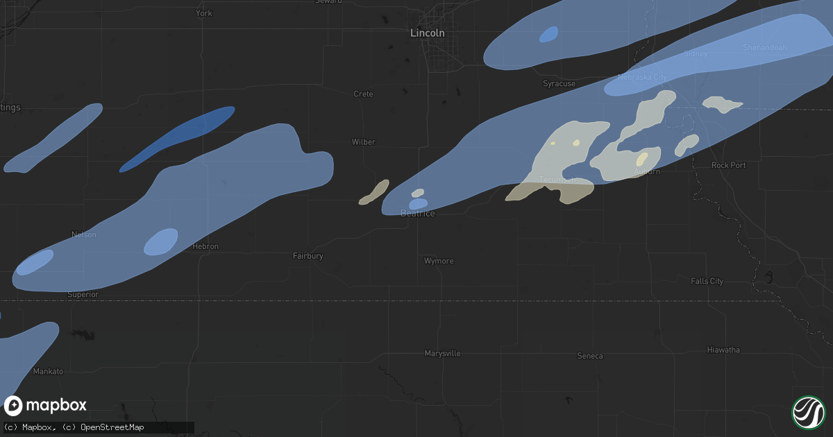 Hail map in Beatrice, NE on September 14, 2026