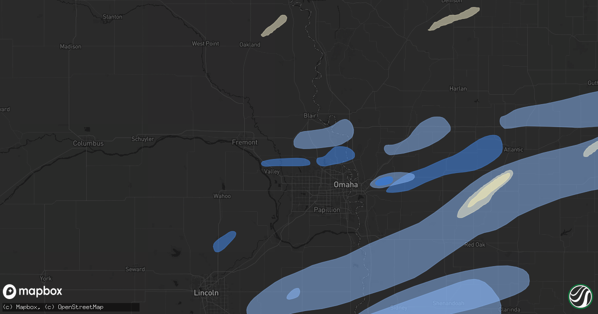 Hail map in Bennington, NE on September 14, 2026