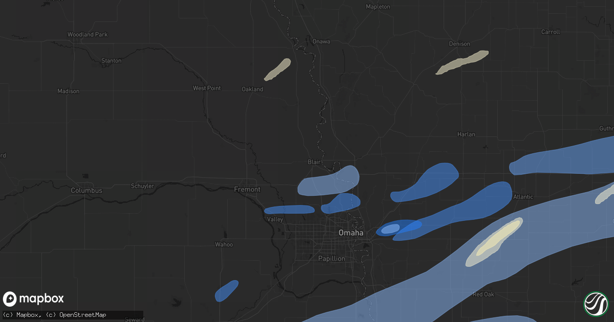 Hail map in Blair, NE on September 14, 2026