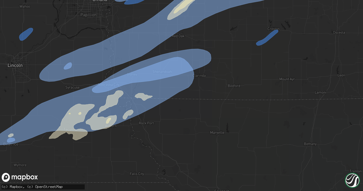Hail map in Blanchard, IA on September 14, 2026