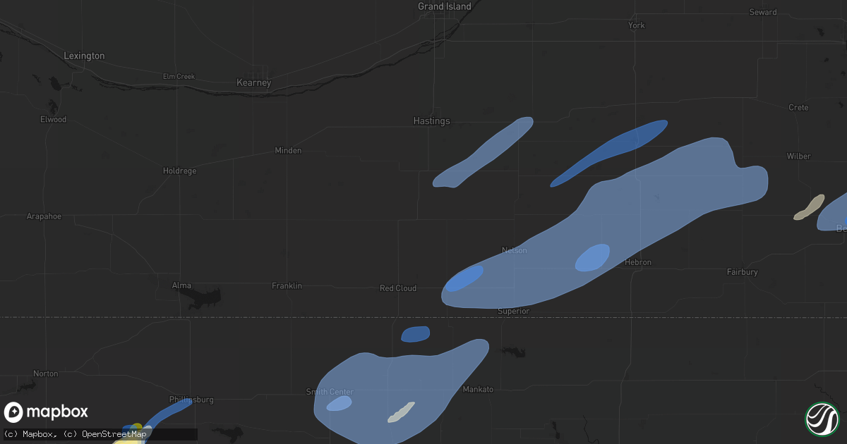 Hail map in Blue Hill, NE on September 14, 2026