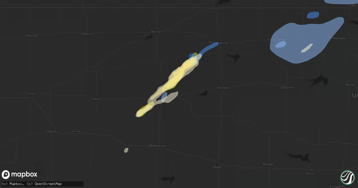 Hail map in Bogue, KS on September 14, 2026