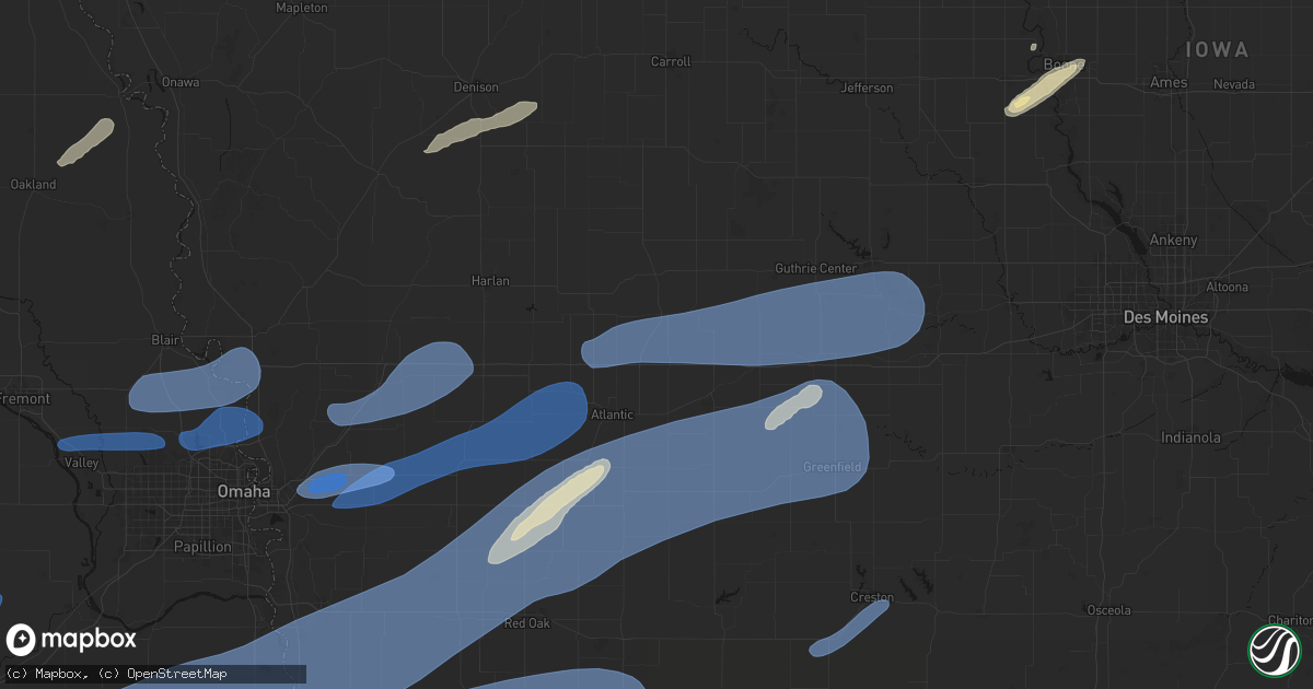Hail map in Brayton, IA on September 14, 2026
