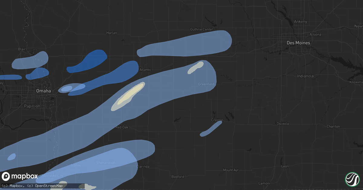 Hail map in Bridgewater, IA on September 14, 2026