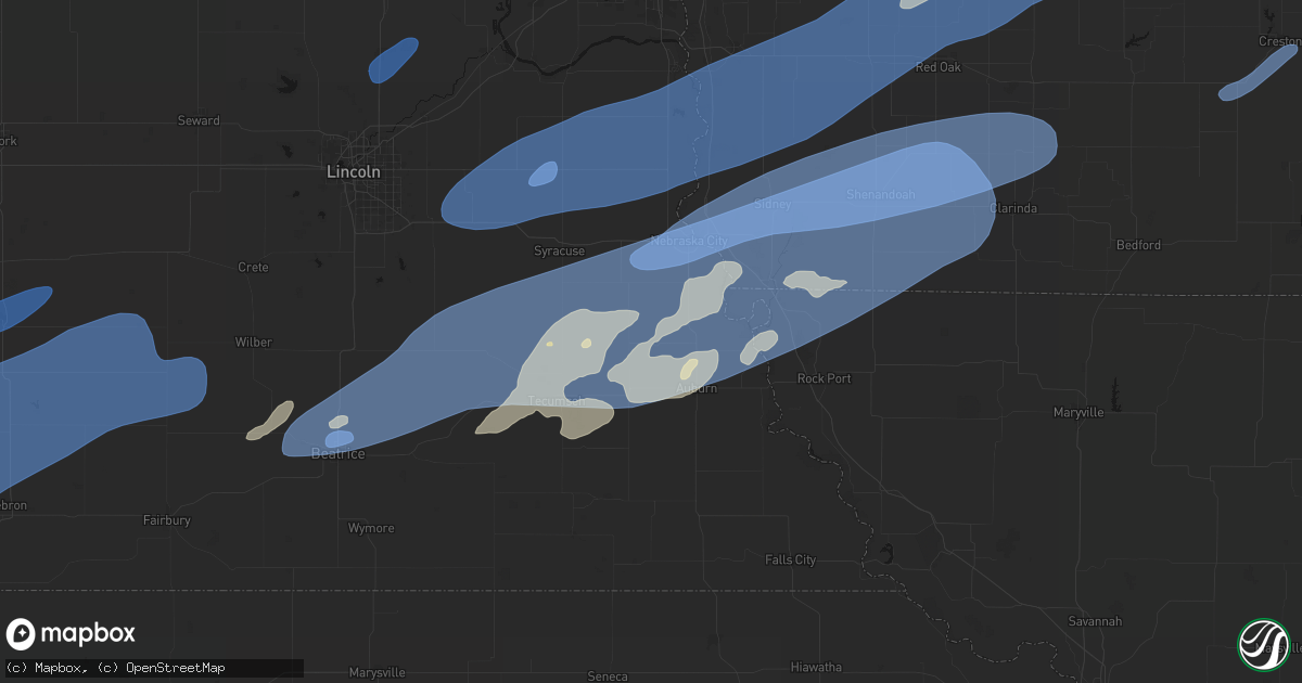 Hail map in Brock, NE on September 14, 2026
