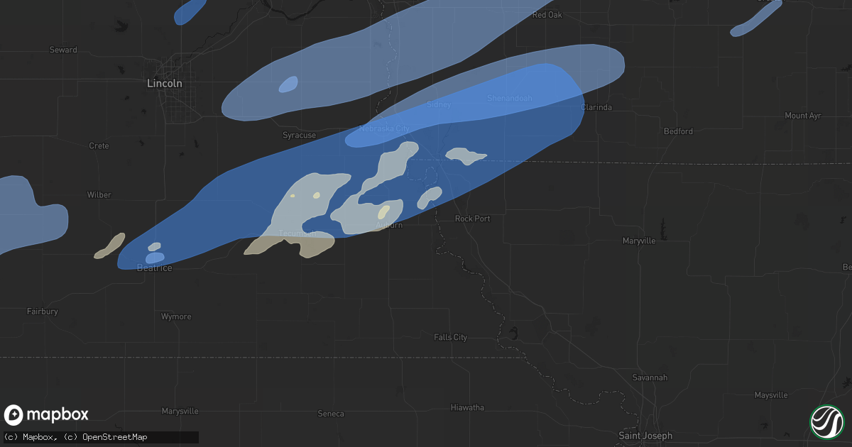 Hail map in Brownville, NE on September 14, 2026