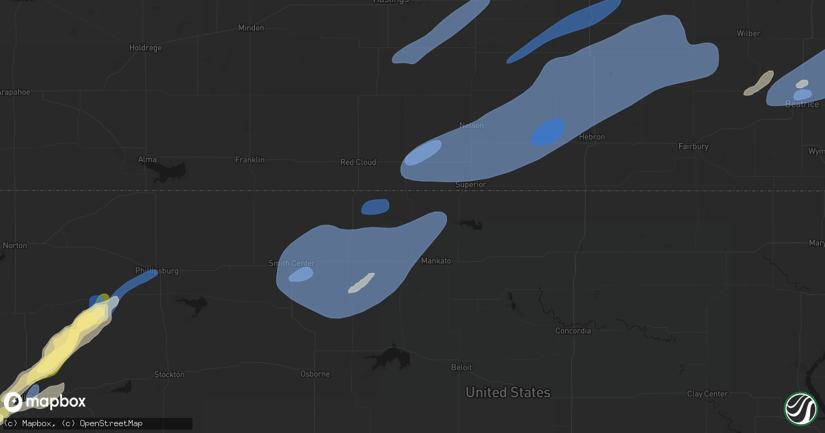 Hail map in Burr Oak, KS on September 14, 2026