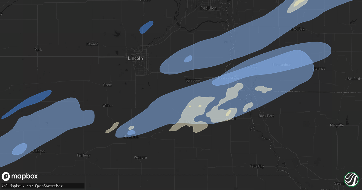 Hail map in Burr, NE on September 14, 2026