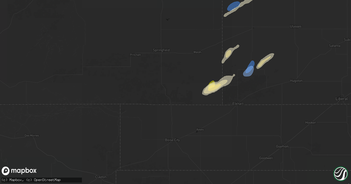 Hail map in Campo, CO on September 14, 2026