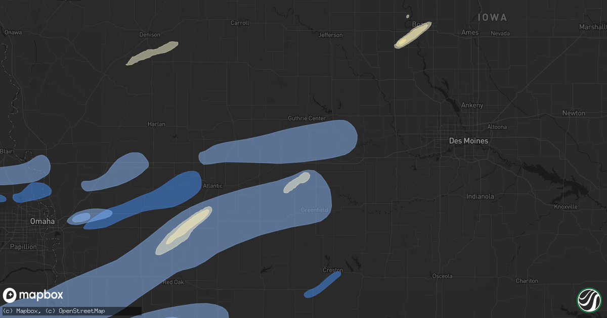 Hail map in Casey, IA on September 14, 2026