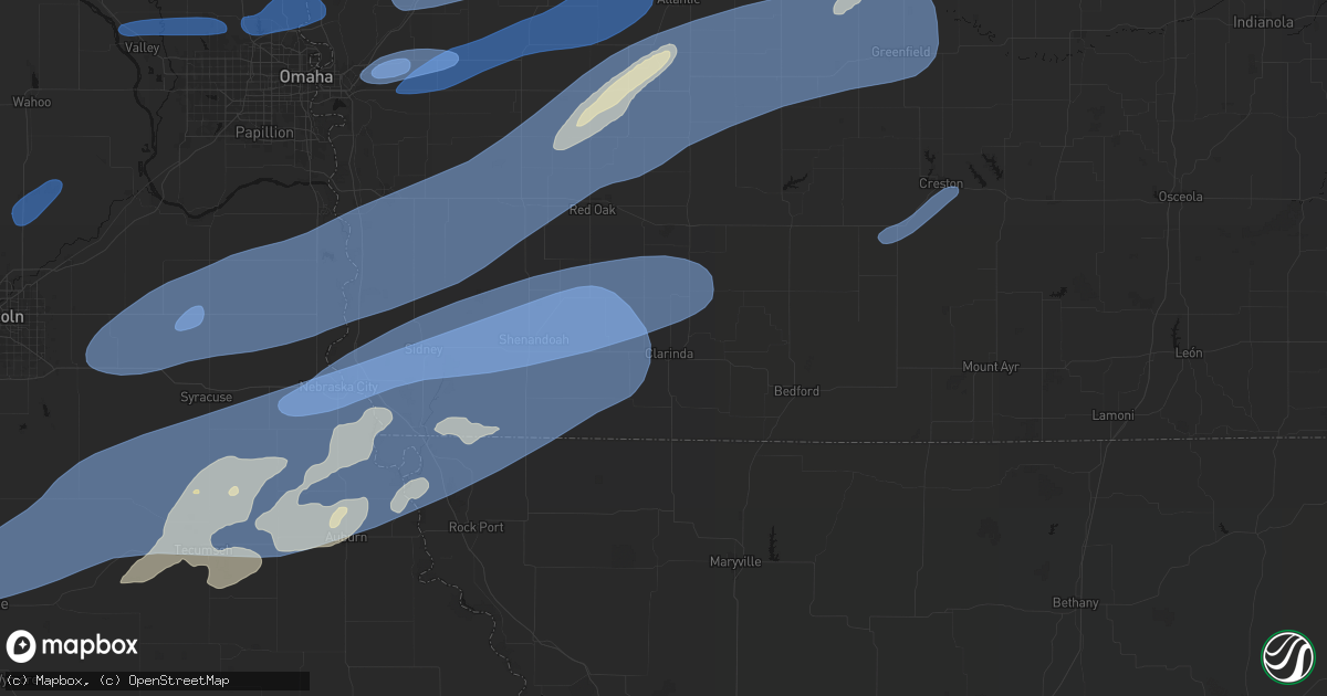 Hail map in Clarinda, IA on September 14, 2026