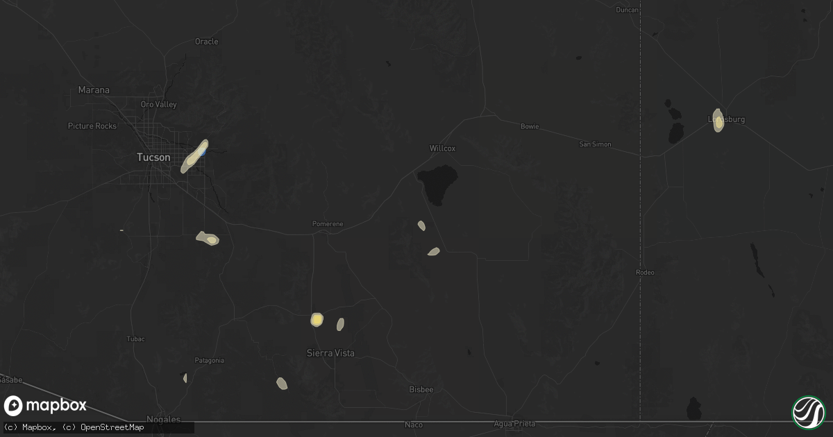 Hail map in Cochise, AZ on September 14, 2026