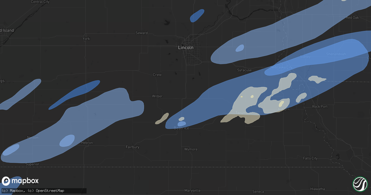Hail map in Cortland, NE on September 14, 2026