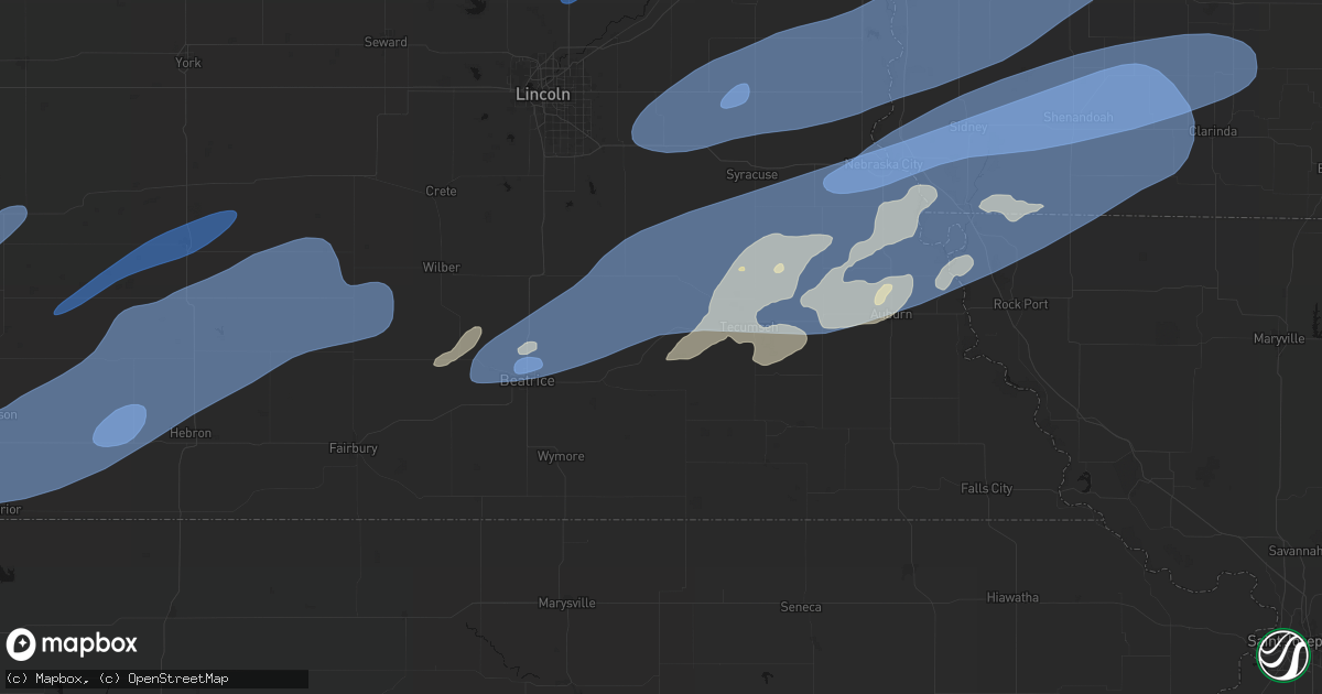 Hail map in Crab Orchard, NE on September 14, 2026