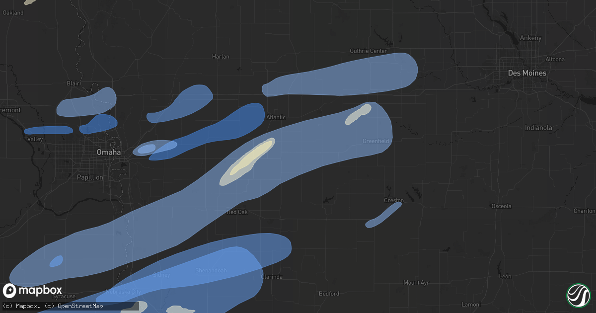 Hail map in Cumberland, IA on September 14, 2026