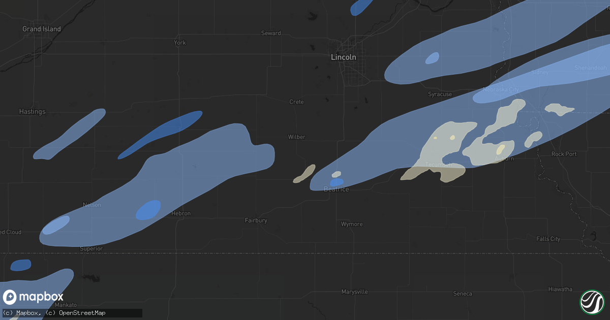 Hail map in De Witt, NE on September 14, 2026