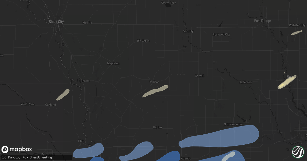 Hail map in Denison, IA on September 14, 2026
