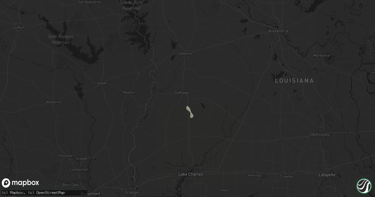Hail map in Deridder, LA on September 14, 2026