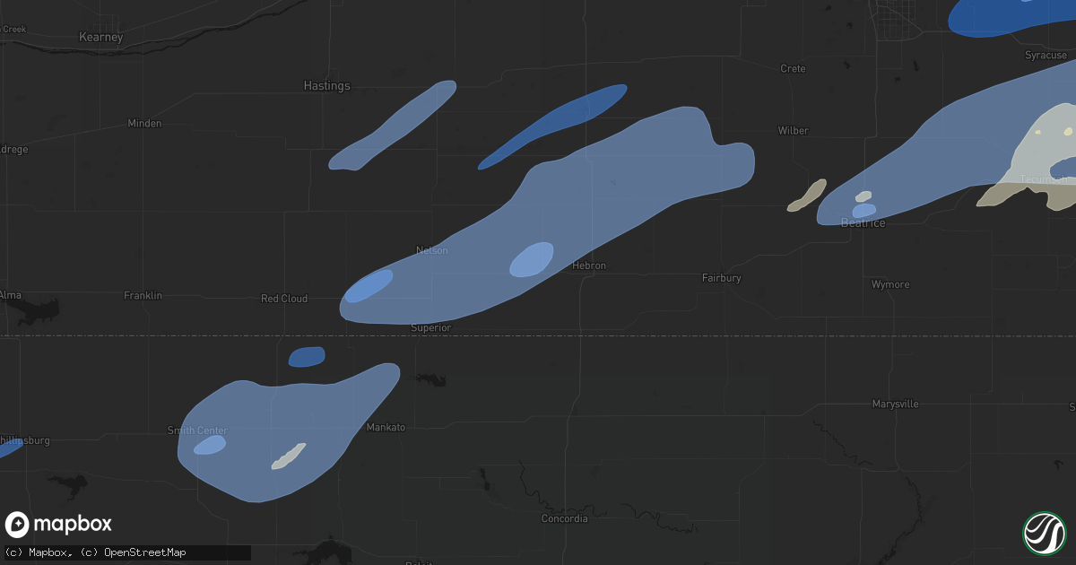 Hail map in Deshler, NE on September 14, 2026