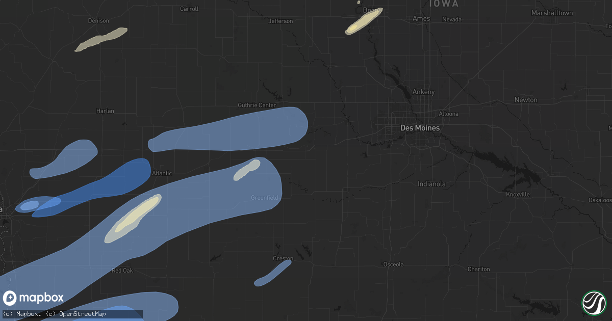 Hail map in Dexter, IA on September 14, 2026