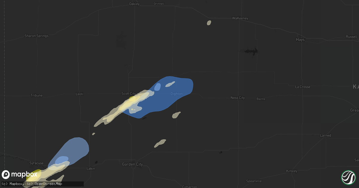 Hail map in Dighton, KS on September 14, 2026