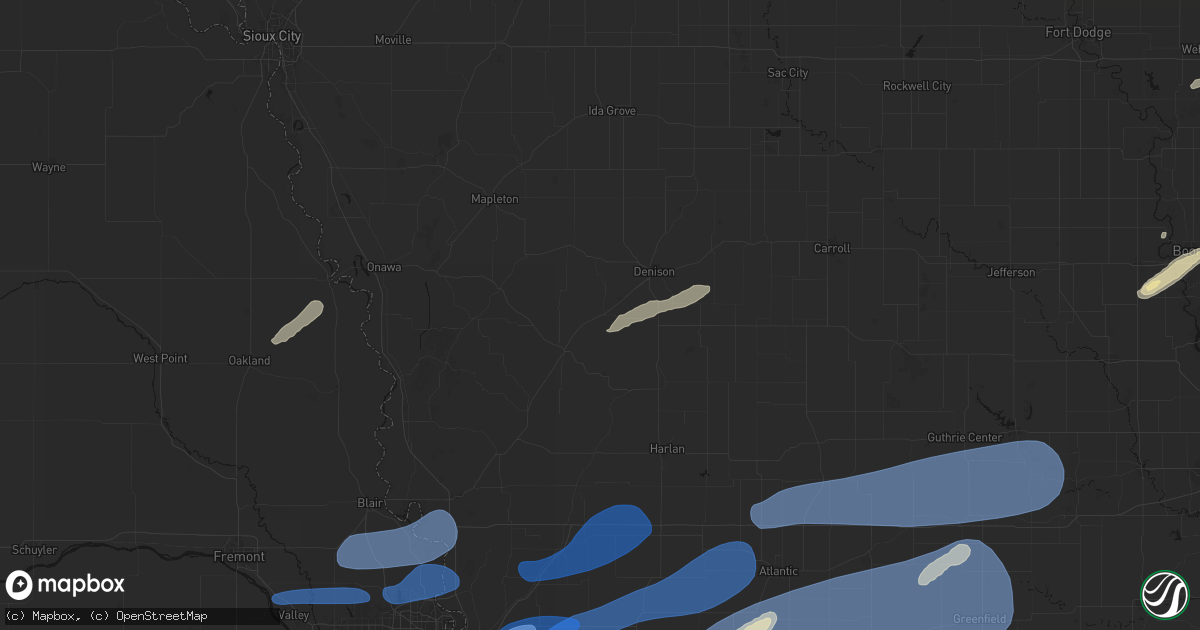 Hail map in Dow City, IA on September 14, 2026