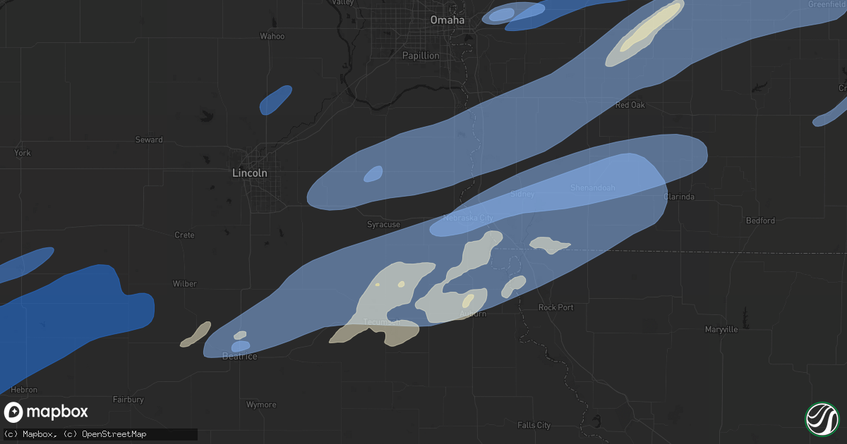 Hail map in Dunbar, NE on September 14, 2026
