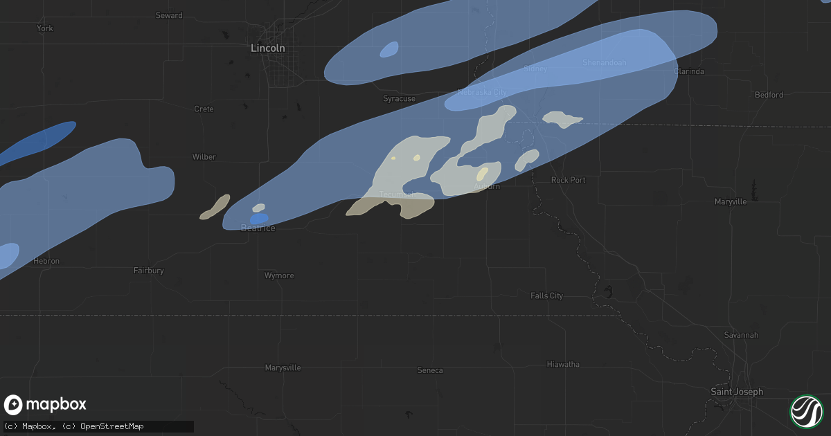 Hail map in Elk Creek, NE on September 14, 2026