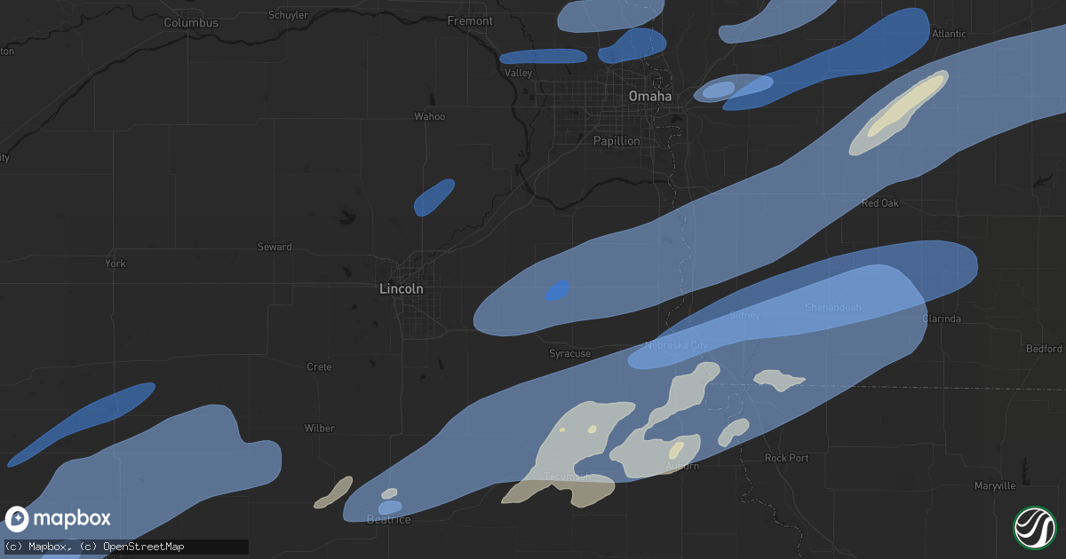 Hail map in Elmwood, NE on September 14, 2026