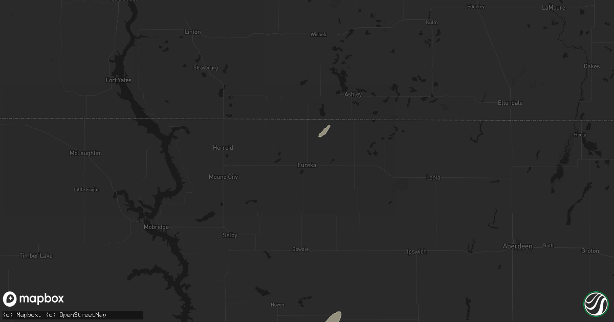 Hail map in Eureka, SD on September 14, 2026