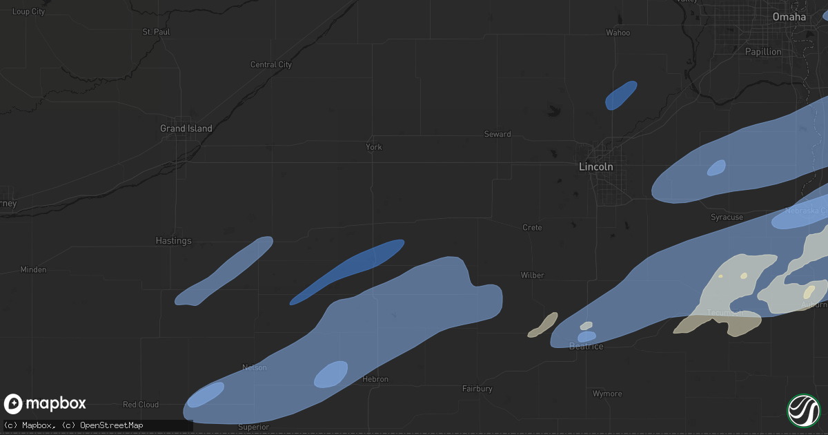 Hail map in Exeter, NE on September 14, 2026