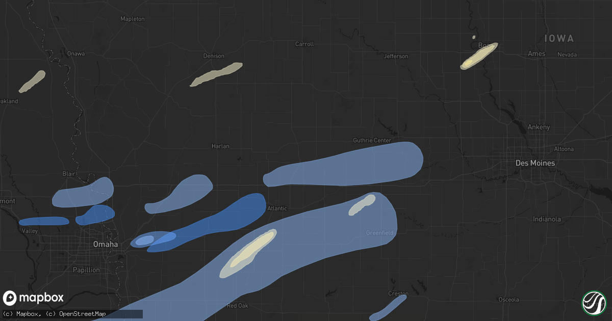 Hail map in Exira, IA on September 14, 2026