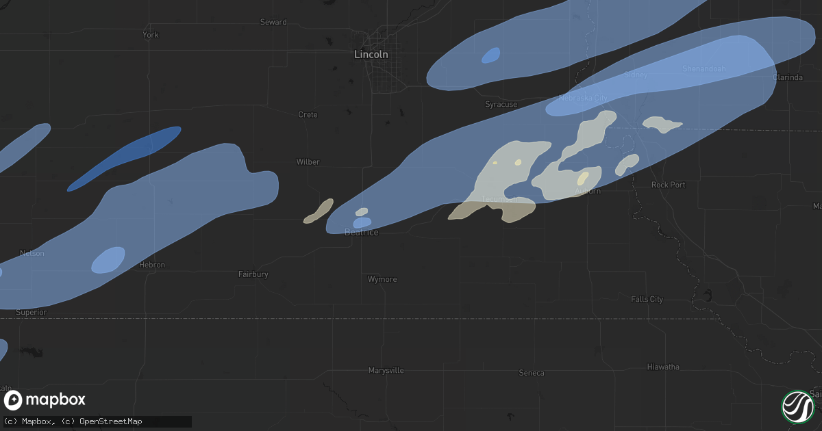 Hail map in Filley, NE on September 14, 2026