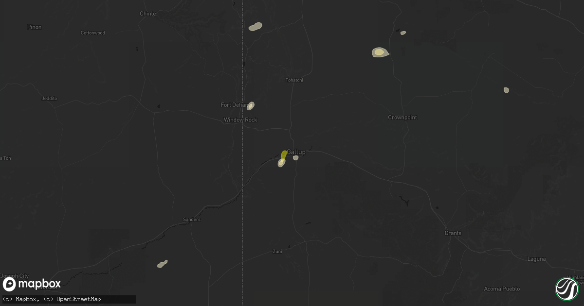Hail map in Gallup, NM on September 14, 2026