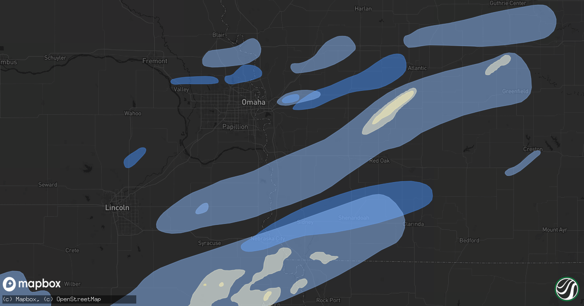 Hail map in Glenwood, IA on September 14, 2026