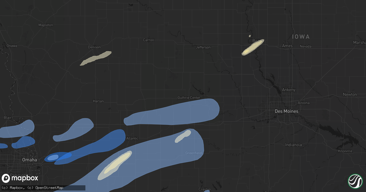 Hail map in Guthrie Center, IA on September 14, 2026