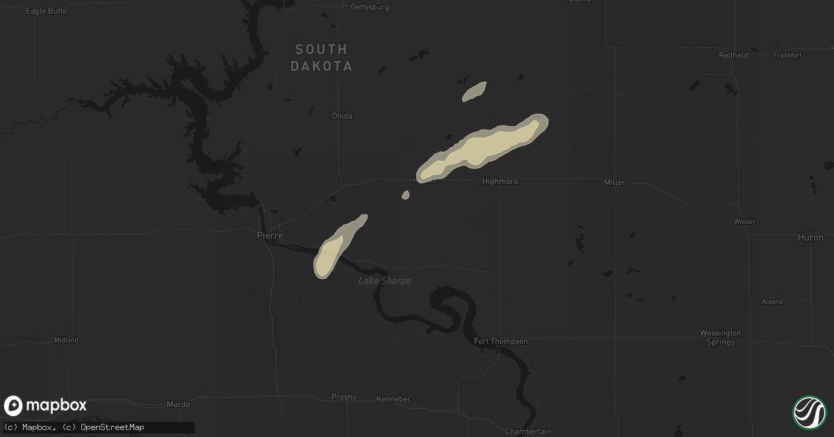 Hail map in Harrold, SD on September 14, 2026