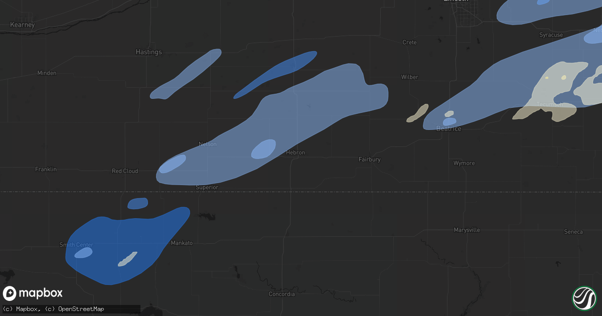 Hail map in Hebron, NE on September 14, 2026