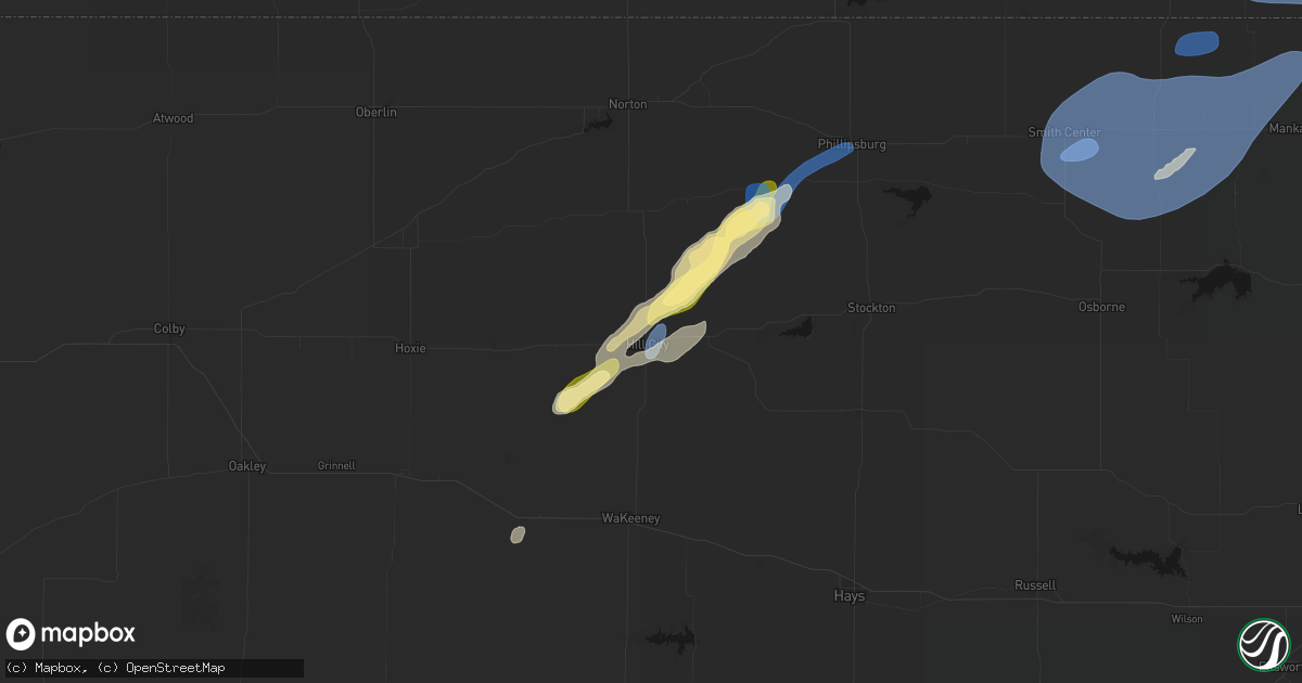 Hail map in Hill City, KS on September 14, 2026