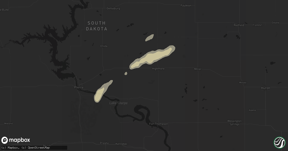 Hail map in Holabird, SD on September 14, 2026
