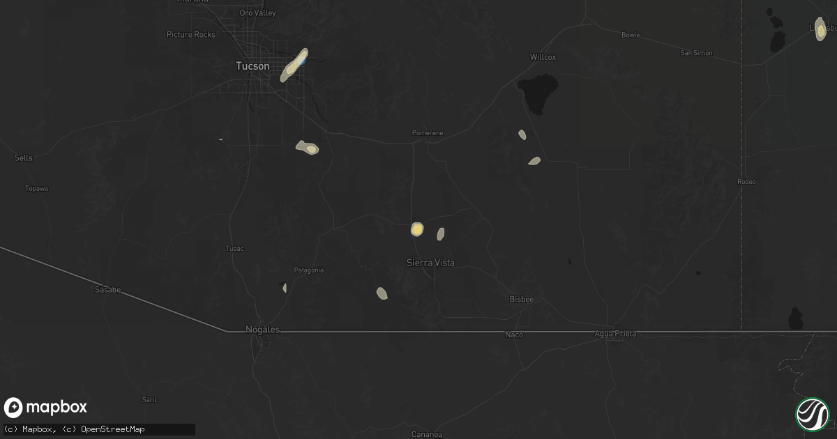 Hail map in Huachuca City, AZ on September 14, 2026