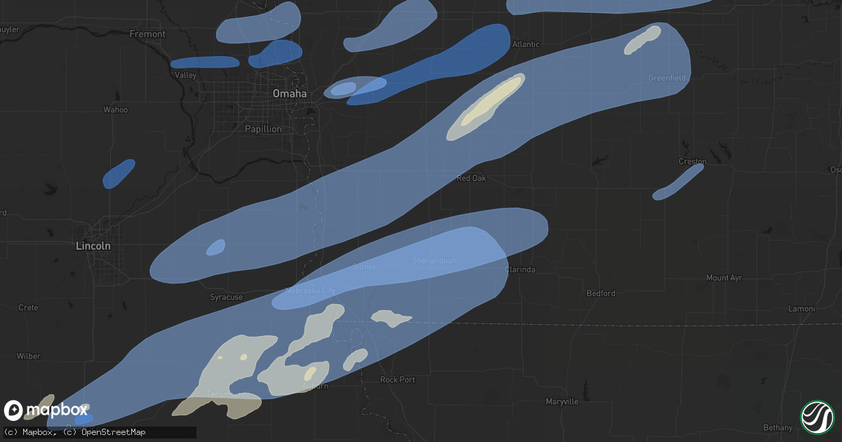 Hail map in Imogene, IA on September 14, 2026
