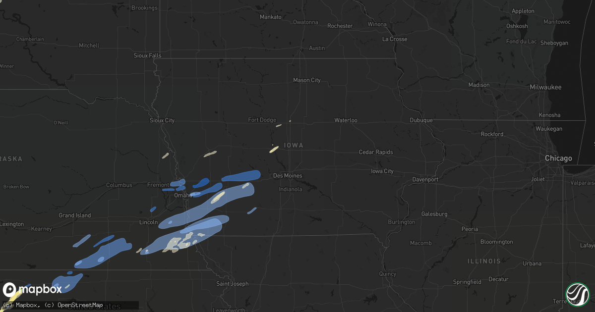 Hail map in Iowa on September 14, 2026