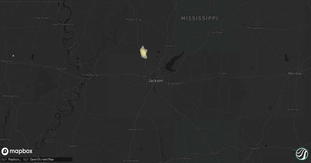 Hail map in Jackson, MS on September 14, 2026