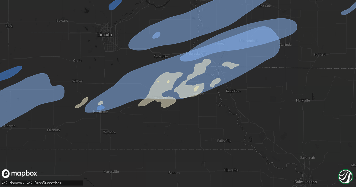 Hail map in Johnson, NE on September 14, 2026