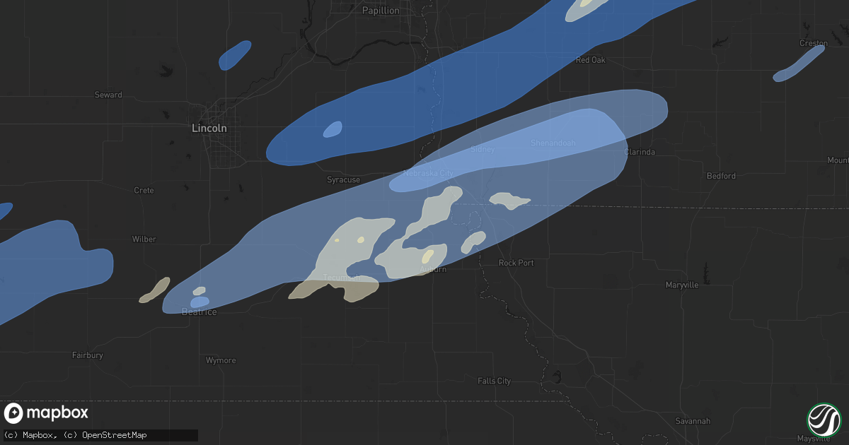 Hail map in Julian, NE on September 14, 2026